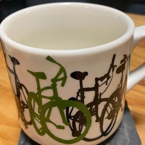 T. Lempert FISHS EDDY Bike Art Bicycle Lover's Coffee Mug Cup Black Green 10oz